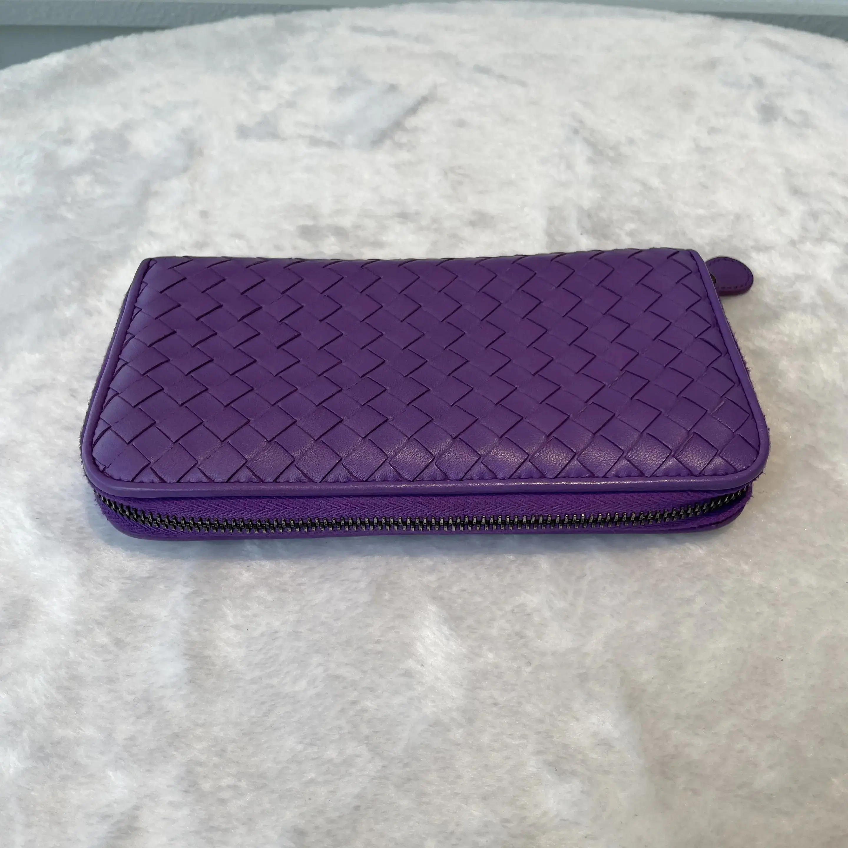 Pre-owned BOTTEGA VENETA Intrecciato Woven Lambskin Small Leather Goods BJ11088040800&60 Long Purse