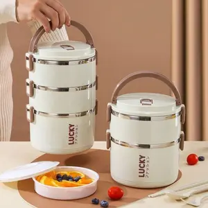 Portable Insulated Food Box Set, 3 Stackable Independent Containers, Travel Lunch Boxes for Adults and Kids, Insulated Bento Box, Kitchen Utensils, Steel
