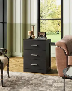 WLIVE Night Stand with 3 Drawers, Small Nightstand with Storage, Wooden Bedside Table Modern End Table for Bedroom, Living Room, Office, 12.9" D x 16" W x 21.6" H