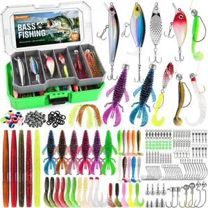 PLUSINNO Bass Fishing Lures - 307PCS Professional Bass Fishing Kit with 6 Pre-Rigged Rigs, All Water Depths Fishing Tackle Box Kit, Fishing Gear Lure Kit Gift for Men Freshwater Bass Trout Walleye2026