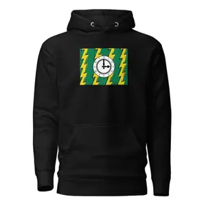 Women's time and Jamaican cultural elements Graphic Hoodie - Long Sleeve Pullover Regular Fit | Soft & Breathable Fabric, Durable Print, Everyday Comfort, Machine Washable, graphic design with bold patterns and a clock motif casual wear with a vibrant,