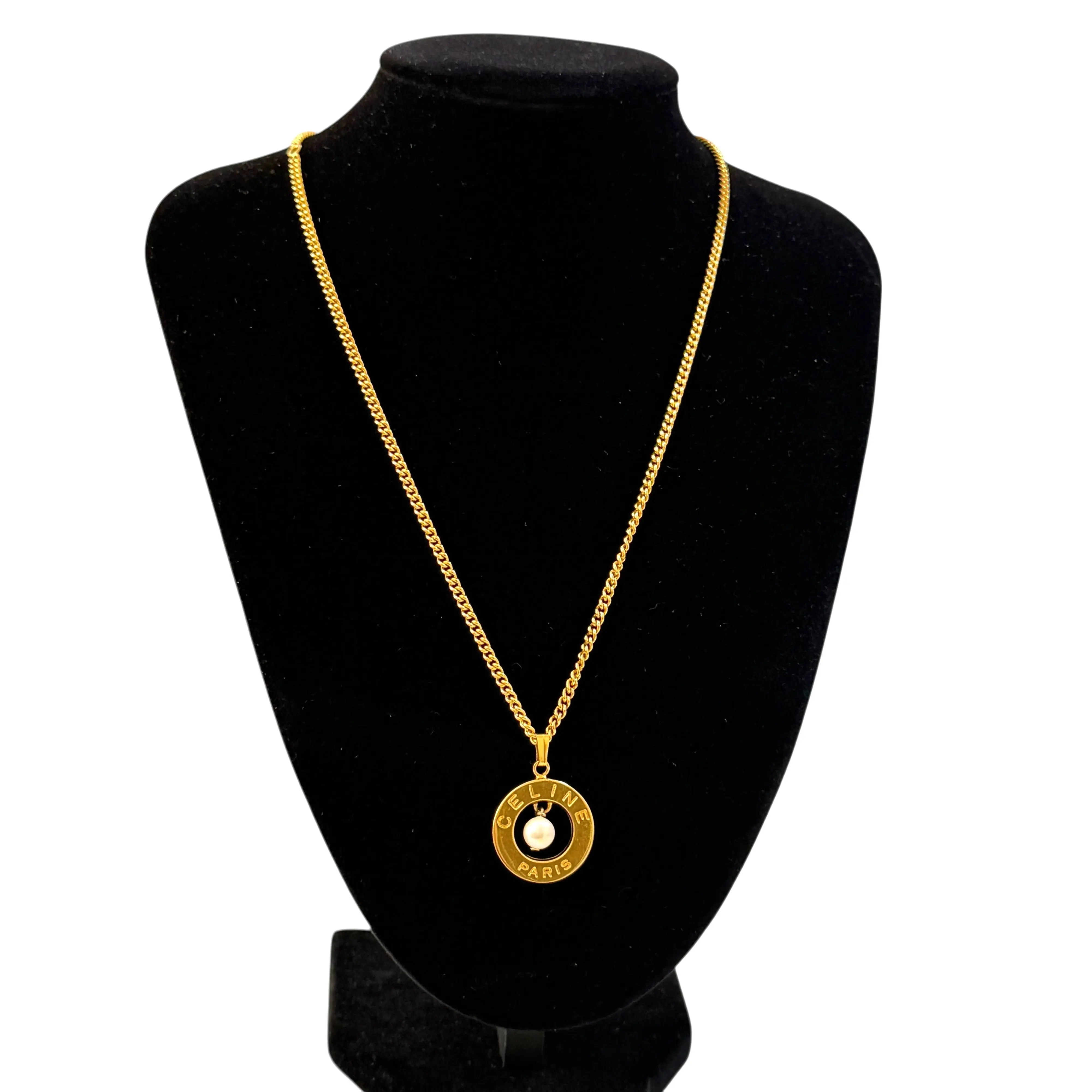 Pre-owned Celine Paris pendant necklace gold plated authentic with COA