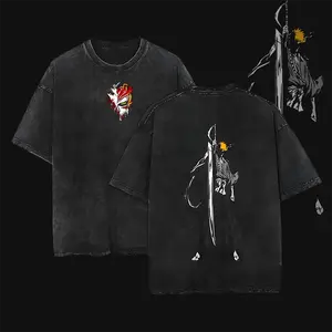 Retro Vintage Limited IchiGo - Bleach Anime Double Printed  Washed Tee Unisex Oversize Anime Manga Acid Washed Lightweight Cotton T-Shirt, Hoodies & Sweater Wash Gift For Anime Fan, Anime Lover