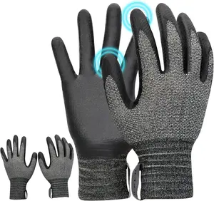 2 Pairs Breathable Nitrile Coated Gardening Gloves  Cut-Resistant Grip Work Gloves for Gardening, Fishing & Outdoor Tasks | Thin Flexible Snug Fit | Durable Wear-Proof Protection | Machine Washable | Large Size | Grey Ambidextrous Gloves for Men & Women