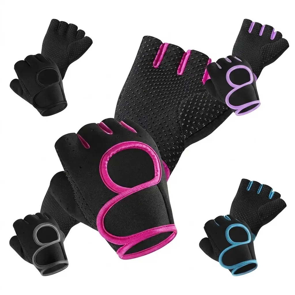 Workout Gloves for Women Weight Lifting Thick Padded Palm Gym Gloves Breathable Fingerless Grip Gloves for Working Out Fitness Exercise Training Anti-Callus Hand Protector for Dumbbells Pull-Ups Cycling Rowing Calisthenics Athletic Sports Gear 1 Pair