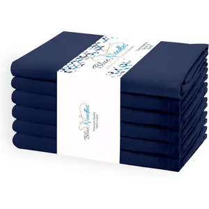 Solid Cloth Napkins Set of 6 Navy Blue 100% Cotton Dinner Napkins 18x18 inches - Soft, Reusable, Absorbent, Washable Linen Ideal for Wedding Events Farmhouse Parties Hotel & Everyday Use