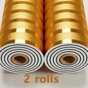 Two rolls of 15.74*118.11 inches extra-thick matte striped grille wallpaper, European simple 3D decorative wallpaper, universal wallpaper for home decoration, peel-and-stick, self adhesive, can be cut, removable, home renovation