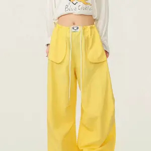 Y2K Parachute Pants for Women | Low-Waist Ultra-Wide Silhouette, XL Cargo Pockets – Maximum Street Volume