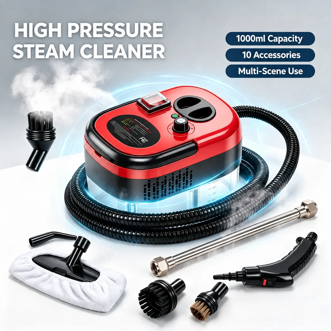 【BackToSchool】2500W Portable Handheld Steam Cleaner, High-Temperature Pressurized Home Cleaning Machine with Multi Brush Heads, 110V US Plug for Kitchen, Bathroom