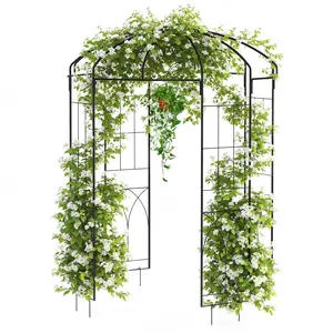 9FT Black Steel Birdcage Garden Arbor – Heavy Duty Pergola Trellis – Weather-Resistant Pavilion for Climbing Plants – Decorative Outdoor Gazebo for Patio, Lawn, Backyard