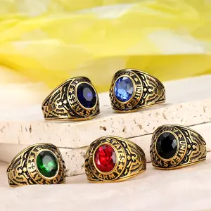 Stainless Steel Hip-hop Punk Eagle Pattern Synthetic Zircon Men's Ring, Daily Casual Wear Jewelry