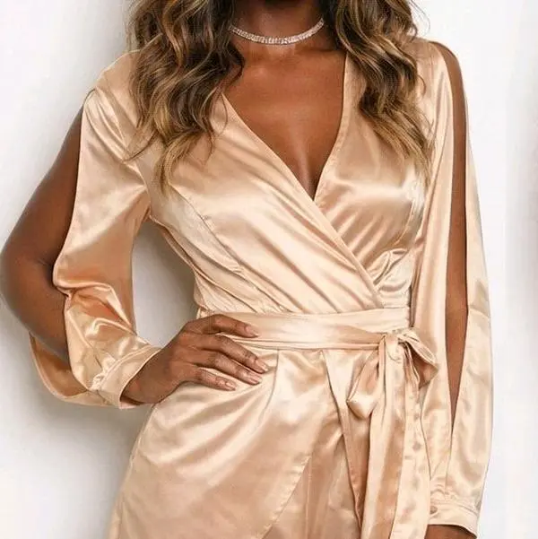 Gold Satin Romper - TikTok Shop