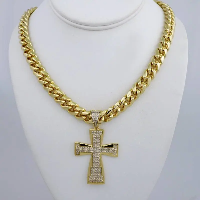 Cadenas & Colgantes 14K Real Color Zircon Stone 12mmx60cm Chain Pendant
