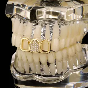 Cubic zirconia five-pointed star braces hollow mixed splicing teeth grillz hip-hop tooth ornaments gift couple party jewelry y2k