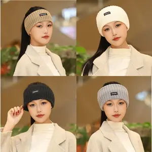 4Pcs Winter Warm Knitted Hat Set Women's Elastic Hairband Headscarf Hat Suitable for Daily Sports
