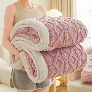Blanket Thickening Office Nap Sofa Cover Bed Comforter in Solid Color Polyester Fiber 70x100cm to 200x230cm Four Seasons Universal
