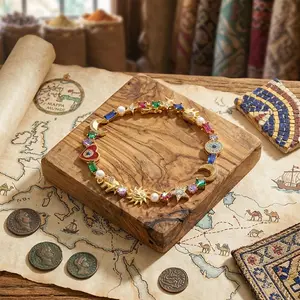 Zengliu 14K Gold Plated  High-grade CZ Charm Bracelet for Women - Evil Eye, Lucky Elephant & Moon Star Colorful Zircon Link Bracelet