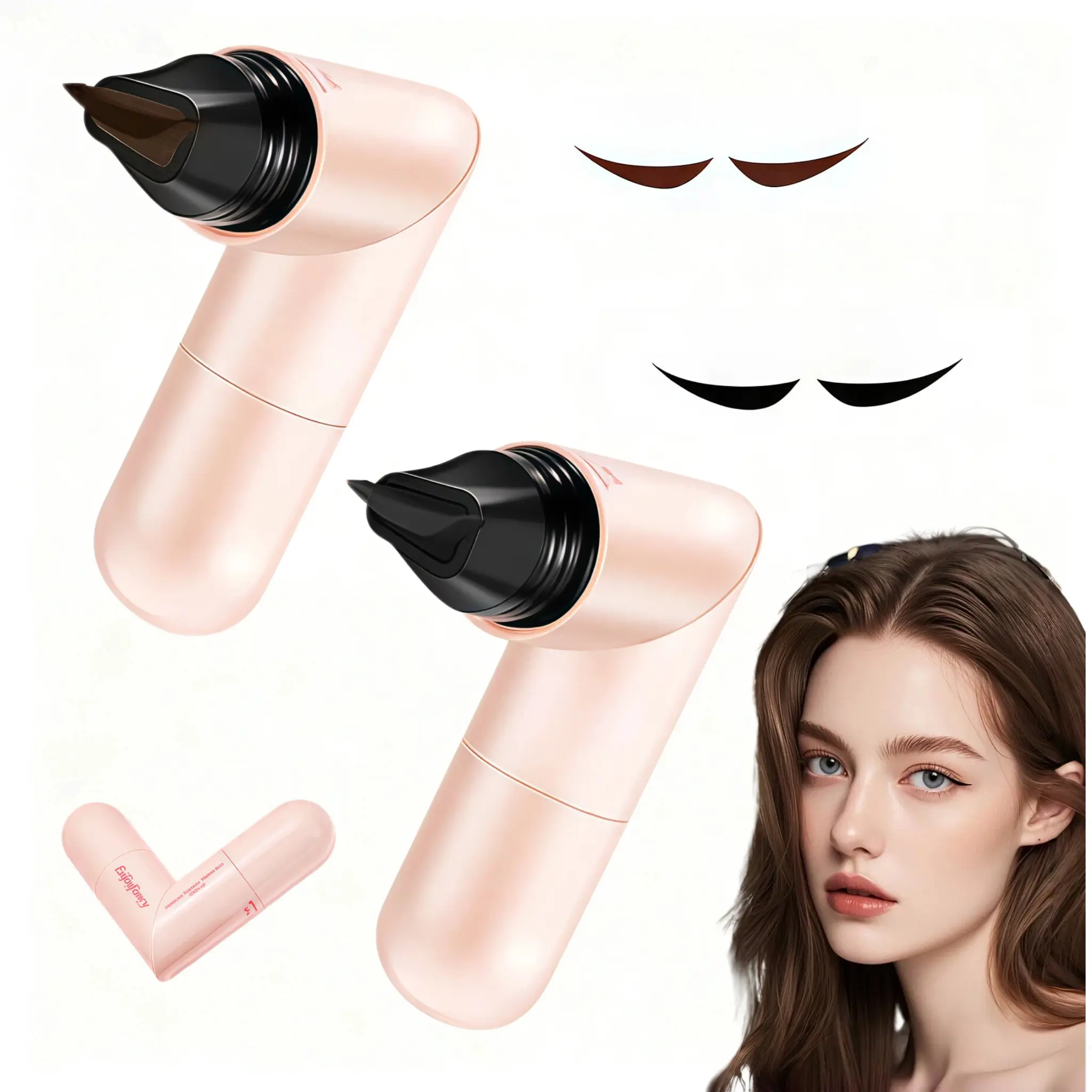 2Pcs Rotating Dual-Ended Eyeliner Stamp Set | Waterproof Quick Dry No Smudge Long Lasting Liquid Eyeliner, Easy Winged Cat Eye Makeup, Freckles Application Available，wing stamp Lipliner