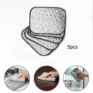 [DealsForYouDays] 5 Counts Multipurpose Non-Scratch Wire Dishcloths – Reusable Dishwashing Rags for Wet & Dry Use, For sinks, pans and dishes，Silver, 2-Layer Kitchen Cleaning Cloth Cleaning Tool