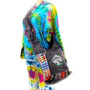 Mushroom Embroidered Crossbody Bag | Premium Cotton Messenger Bag