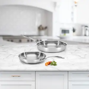 Cuisinart Custom-Clad 5-Ply 9" & 11" Fry Pan Set {2 pan with 3 Lid}