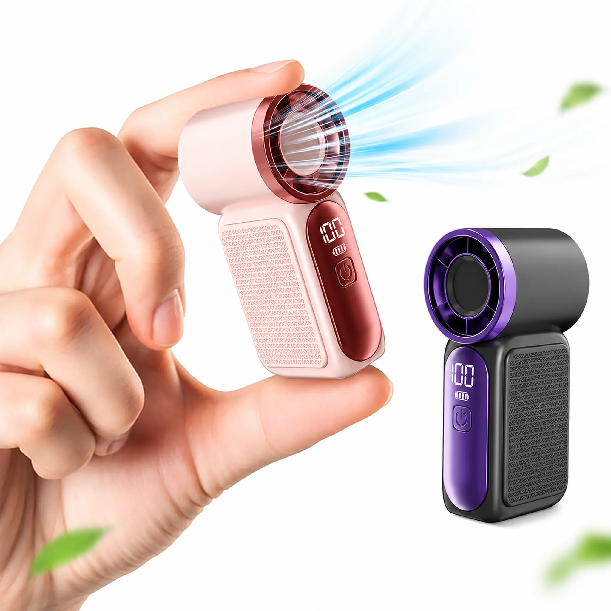 2026 New Super Mini Handheld Cooling Fan, Portable USB Rechargeable Bladeless-Style Turbo Fan with 6-Speed Control & LED Screen for Students, Women, Girls, Kids, Travel and Outdoor Use