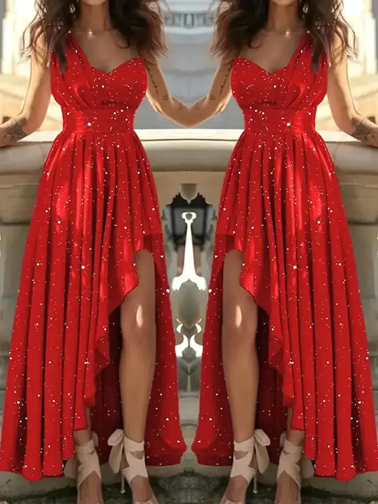 Women Evening Dresses Sexy Elegant Red Cocktail Party Chic Gala Graduation Luxury Formal Occasion Bridesmaid Gown Dress Clothes