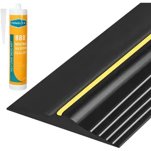 10Ft Universal Garage Door Bottom Threshold Seal Strip with 10oz Building Sealant, Weatherproof Rubber DIY Weather Stripping Replacement - Black