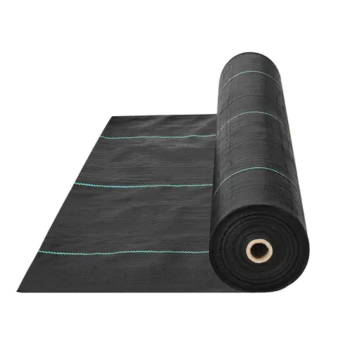【toolupgrade】VEVOR 6 ft Wide x 300 ft Long 2.4 oz Premium Woven Mesh Landscape Fabric, Durable PP Garden Cloth, High Permeability, Grass Root Blocker, Soil Moisture Retainer, Green Stripes for Flower Bed Planting Guidance, Cut to Size, DIY Friendly