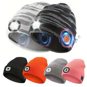 Bluetooth-compatible Wireless Music Glowing Hat, LED Light Effect, Christmas Gift, Warm Winter Hat, Party Adventure, Lithium Polymer Batteries,Cool Gadgets