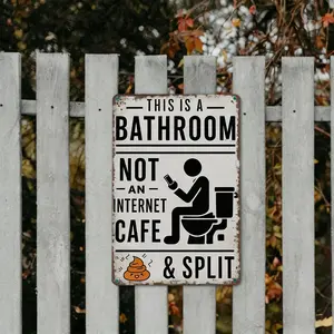 Funny Bathroom Metal Sign Vintage "This Is A Bathroom Not An Internet Cafe" Tin Sign Wall Decor For Toilet Washroom Farmhouse Home Office 8x12 Inch