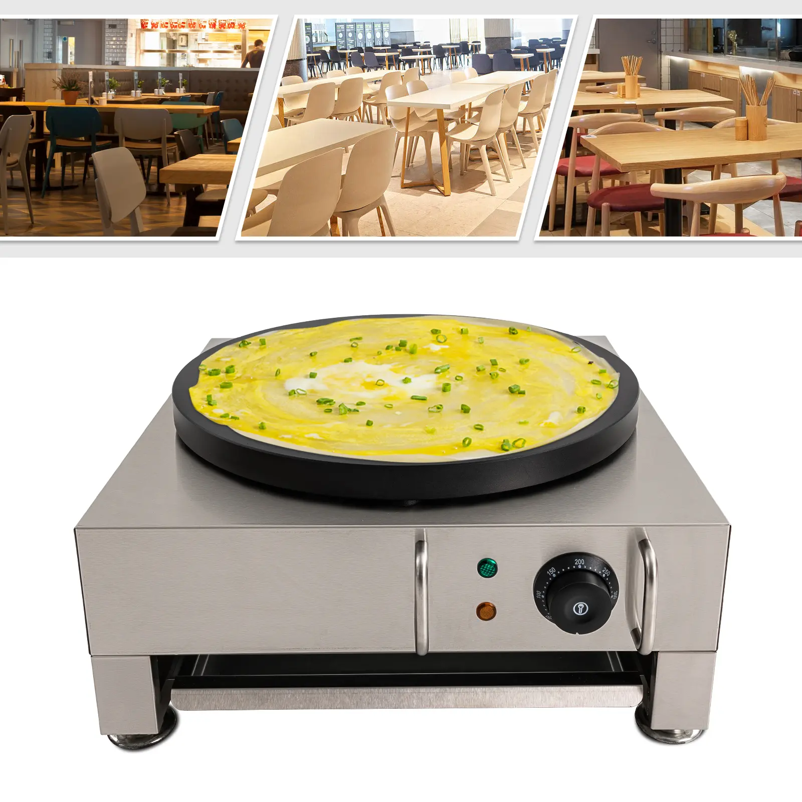 16-Inch Electric Crepe Maker Kitchen Appliances - 1650W Pancake Machine with Wooden Spreader, 110V US Plug
