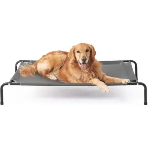 EHEYCIGA Elevated Dog Cot Beds for Large Dogs, Raised Outdoor Dog Hammock, Lifted Pet Platform with Frame and Washable Waterproof Cooling Teslin Mesh and Anti-Slip Feet, 43x26 inch