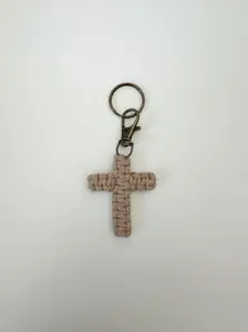 Macrame Cross Keychain - Sand
