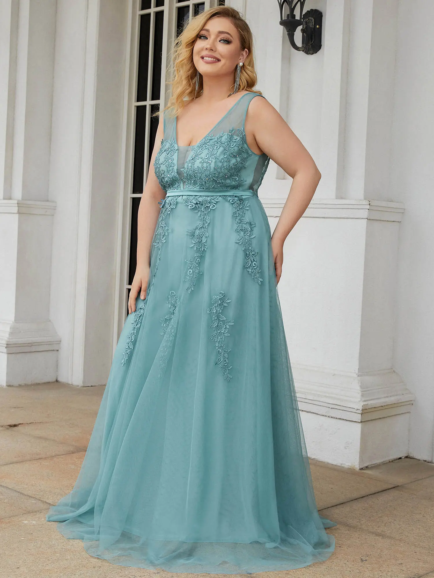 EVER PRETTY Lace Embroidery Tulle Evening Gown | Deep V-Neck Open Back Formal Dress,Maxi Long Elegant Ethereal Tulle Evening Dress ,07543 - TikTok Shop EVER PRETTY Lace Embroidery Tulle Evening Gown | Deep V-Neck Open Back Formal Dress,Maxi Long Elegant Ethereal Tulle Evening Dress ,07543 - TikTok Shop