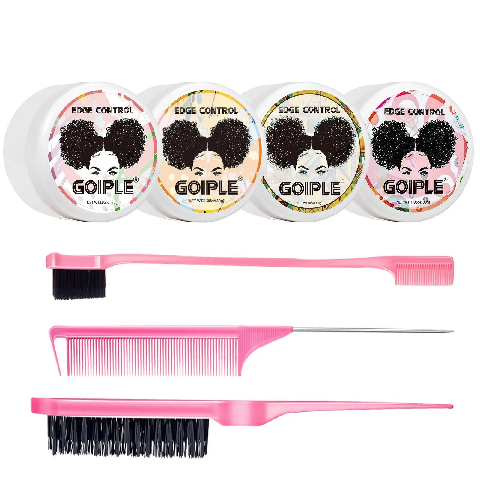 Edge Control Set-7Pack Non-Tacky Non-Greasy Flake-Free Residue-Free Long-Lasting All Hair Types Compact Portable Brow Comb Cosmetic Daily