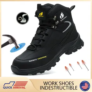 Safety Fashion Men's Indestructible Work Sneakers with Steel Toe Puncture-proof Anti-smash Closed Toe Boots for Construction & Daily Wear Breathable Lightweight Footwear