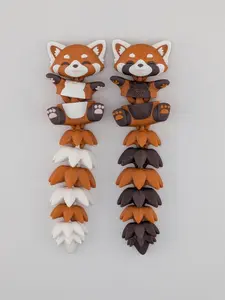 5 Inch Fluffy Tail Red Panda Keychain Articulated Cute Fidget Buddy Set