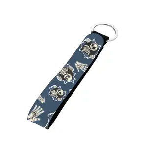 Funny Skeleton Print Car Keychain Wristlet Keychain Lanyard for Car,Durable Not Easy To Fade Webbing Car Keychain for Wallets, Purses, Cosmetic Bags Daily Decorations Girly Car Accessories Halloween Design Gift Silver Black Ghost