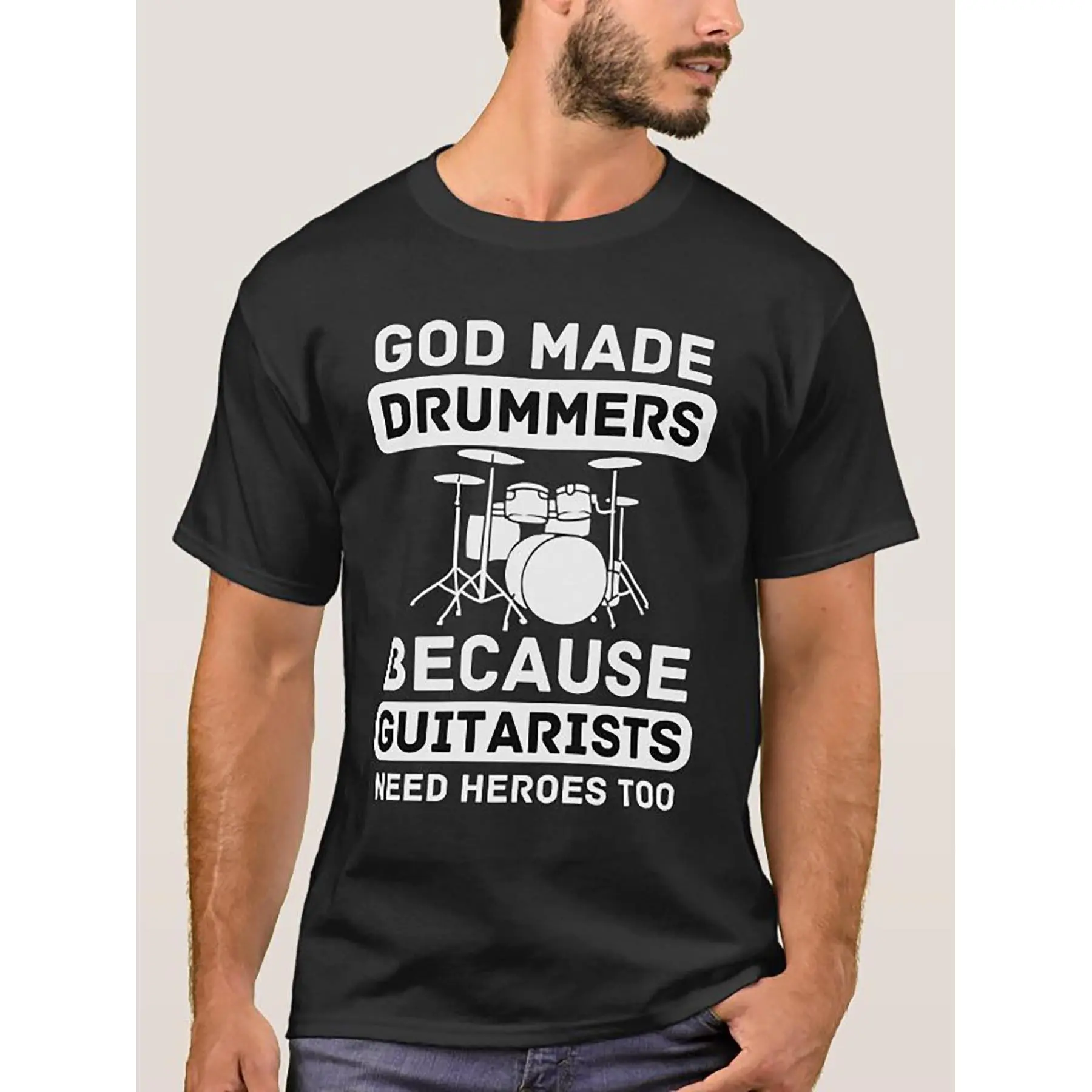 Drummer Rock Music Funny Gift Drums T-Shirt 6172 funny Men’s Short Sleeve Graphic T-shirt Collection black ZZ