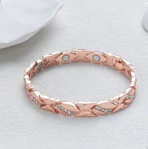 Copper Magnetic Bracelet for Women, Rose Gold Leaf Bracelet, Elegant Daily Jewelry Gift, Looks Expensive Under $7