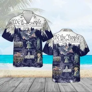 USA 250th Anniversary Hawaiian Shirt, 1776–2026 Patriotic Eagle Style Aloha Button Down Shirt, Tropical Summer Aloha Short Sleeve, Gift for Him or Her