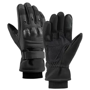 Winter Tactical Gloves Fleece-Lined Warm with Knuckle Protection Windproof Non-Slip for Motorcycle Cycling Hiking Work Cold Weather Men Microfiber Polyester Coral Fleece Touchscreen Compatible - Motocross Gear