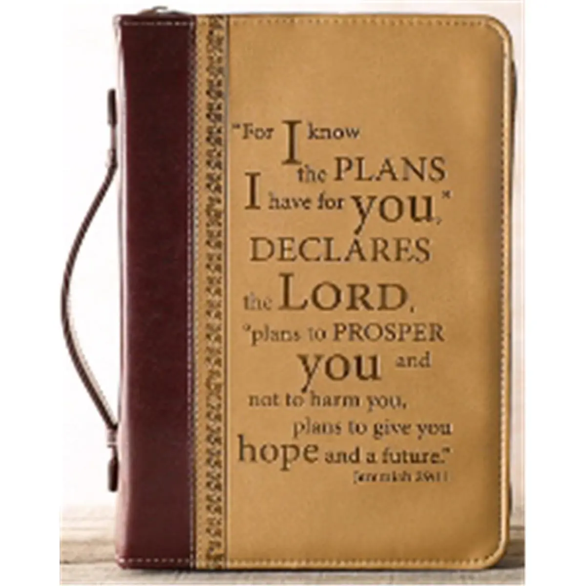 Christian Art Gifts Classic Lux Leather Bible Cover, Burgundy-Sand, Extra Large, 0.65 lbs, Music Accessory, Accessories