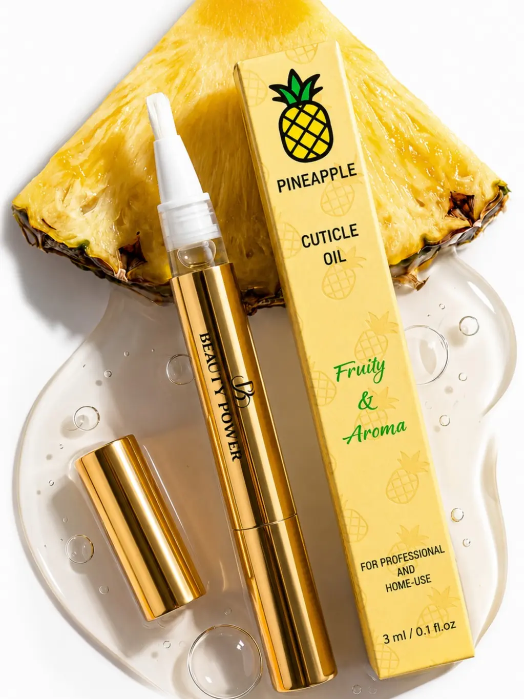 Beauty Power Pineapple Nail Oil Cuticle Pen for Nail Strengthening & Repair - Enriched with Vitamins and Natural Oils