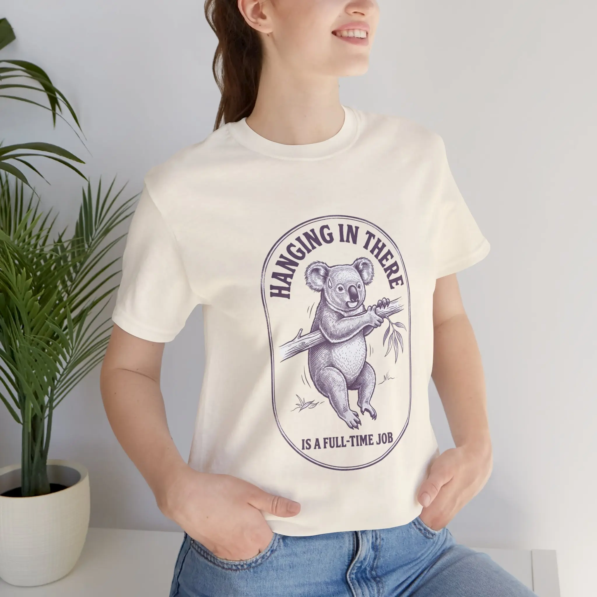 Hanging In There Koala Tee | Anxious Animal Humor, Cute Anxiety Graphic