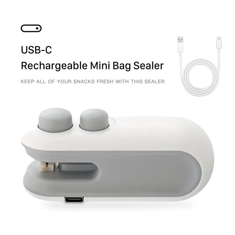 Mini Bag Sealer with Cutter – 2-in-1 Heat Seal & Resealer Machine, USB Rechargeable, Magnetic, Portable Food Sealer for Snack, Chip & Plastic Bags – Keep Food Fresh Multifunction