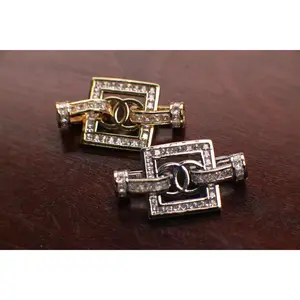 Cubic Zirconia CZ Diamond Micro Pave Sterling Silver Rhodium Square Fancy Enhancers Clasp, High End Jewelry Making Clasp, 17x32mm