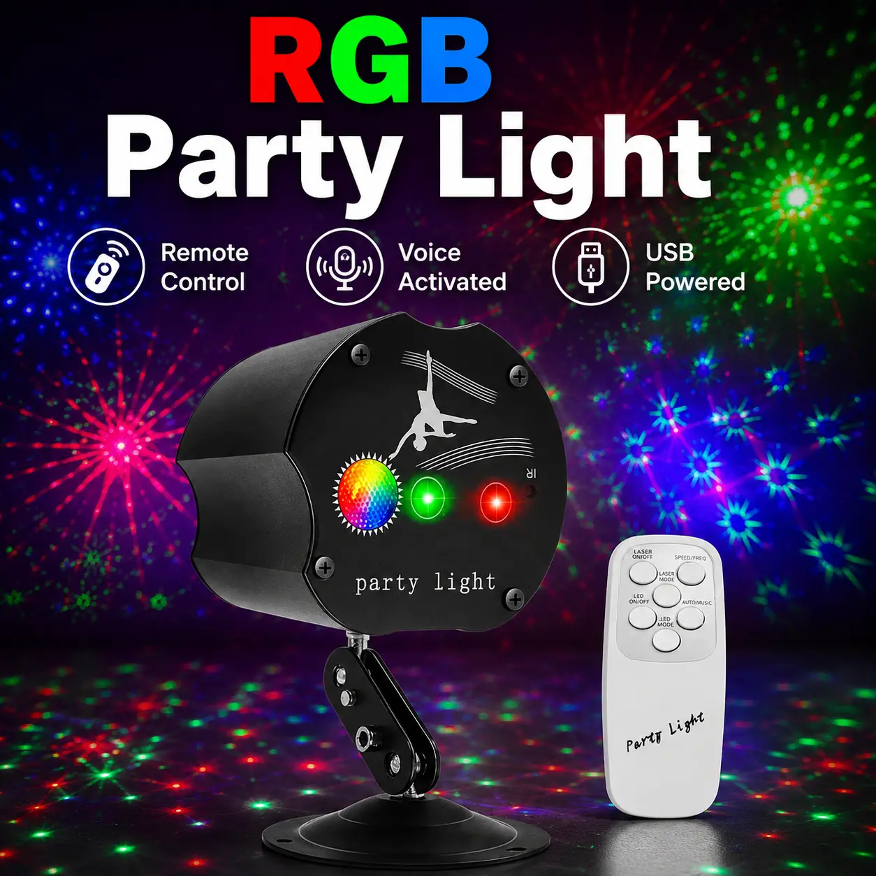 Party Light Projector, DJ Light RGB Party Effect Disco Ball Light Stage Light Music KTV Holiday Party Christmas Halloween Birthday Party Home Decoration