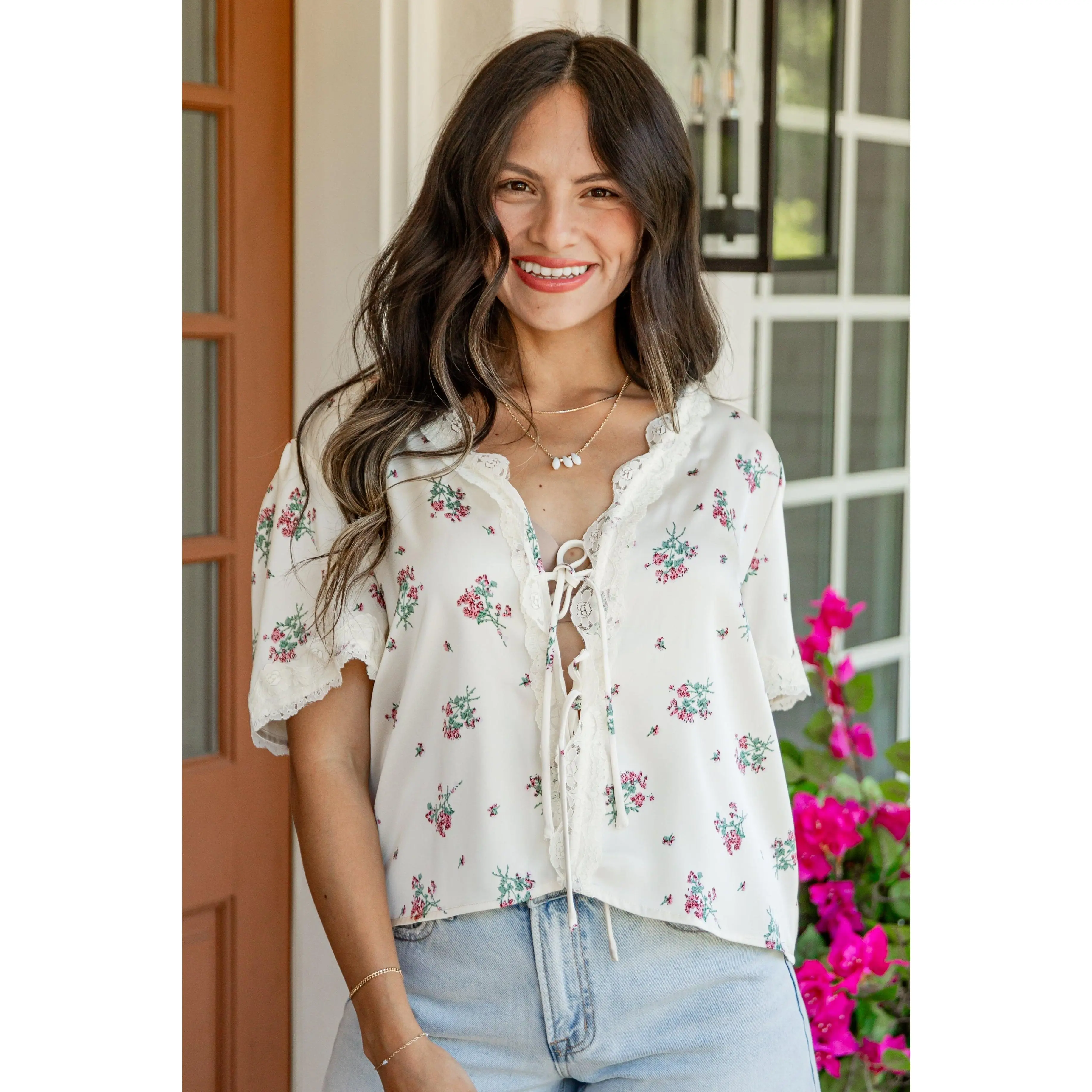Garden Keepsake Floral Lace Ivory Blouse